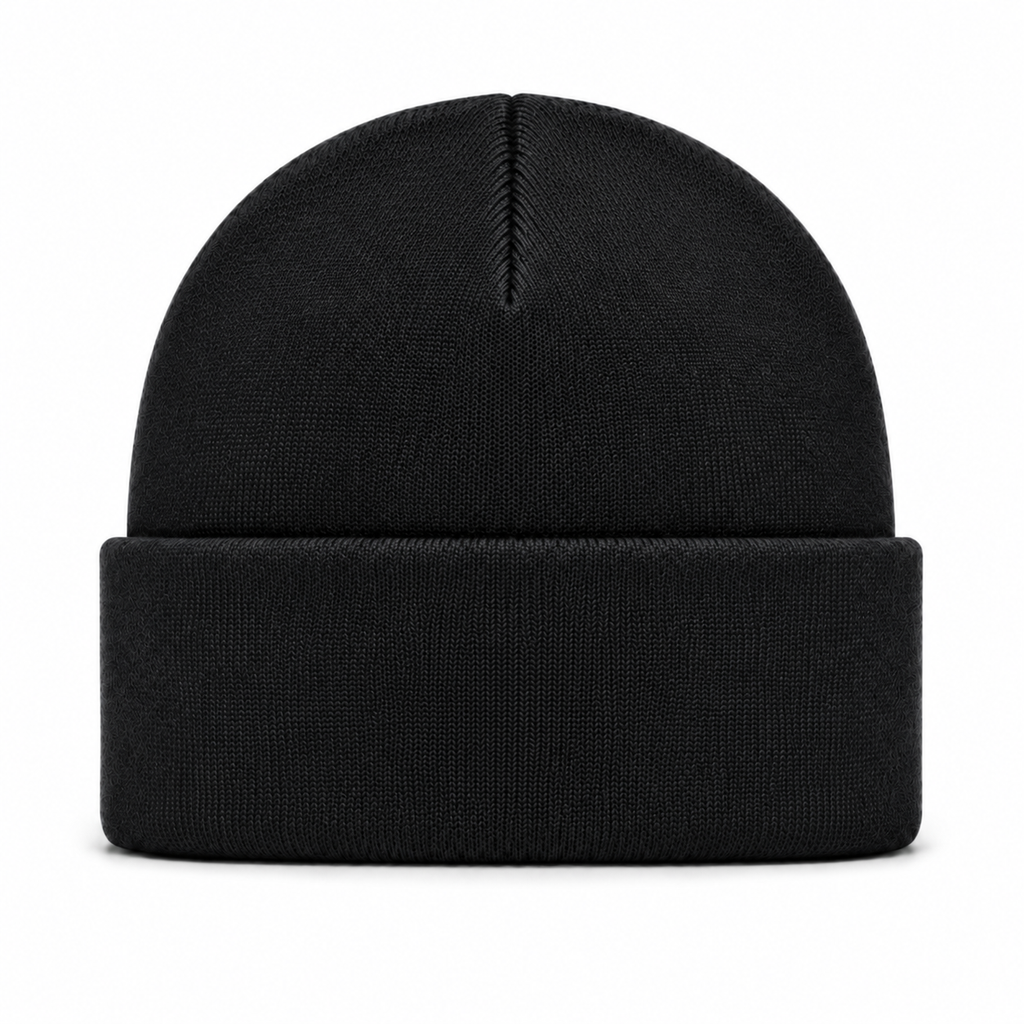 Black Ovis knitted beanie, back view