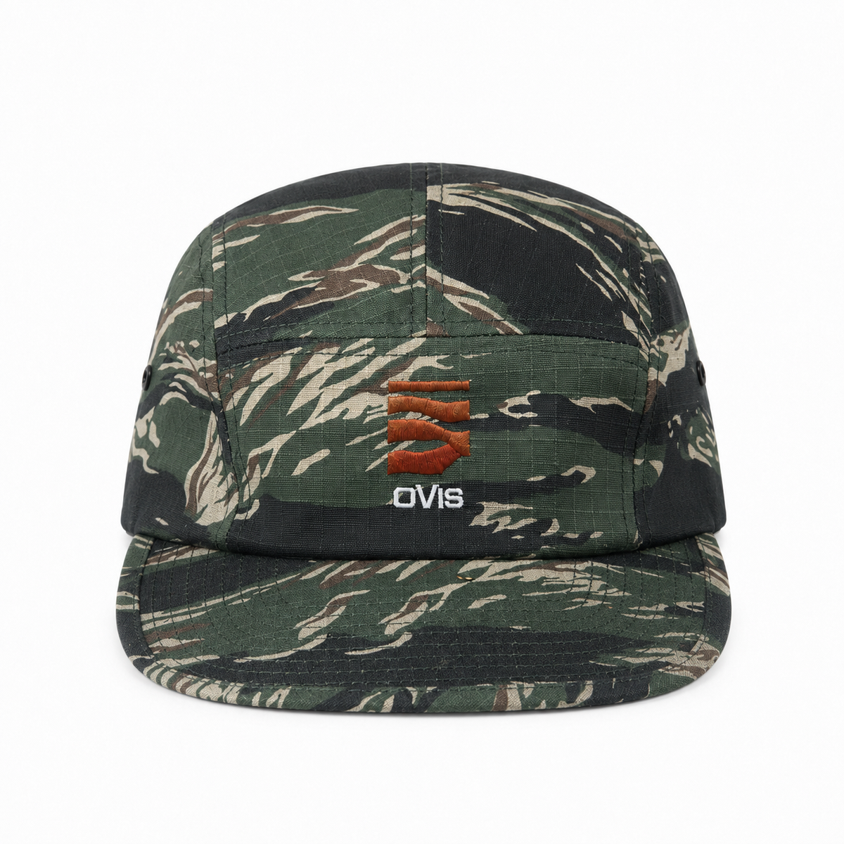 Ovis 5-Panel Cap in camo — front view